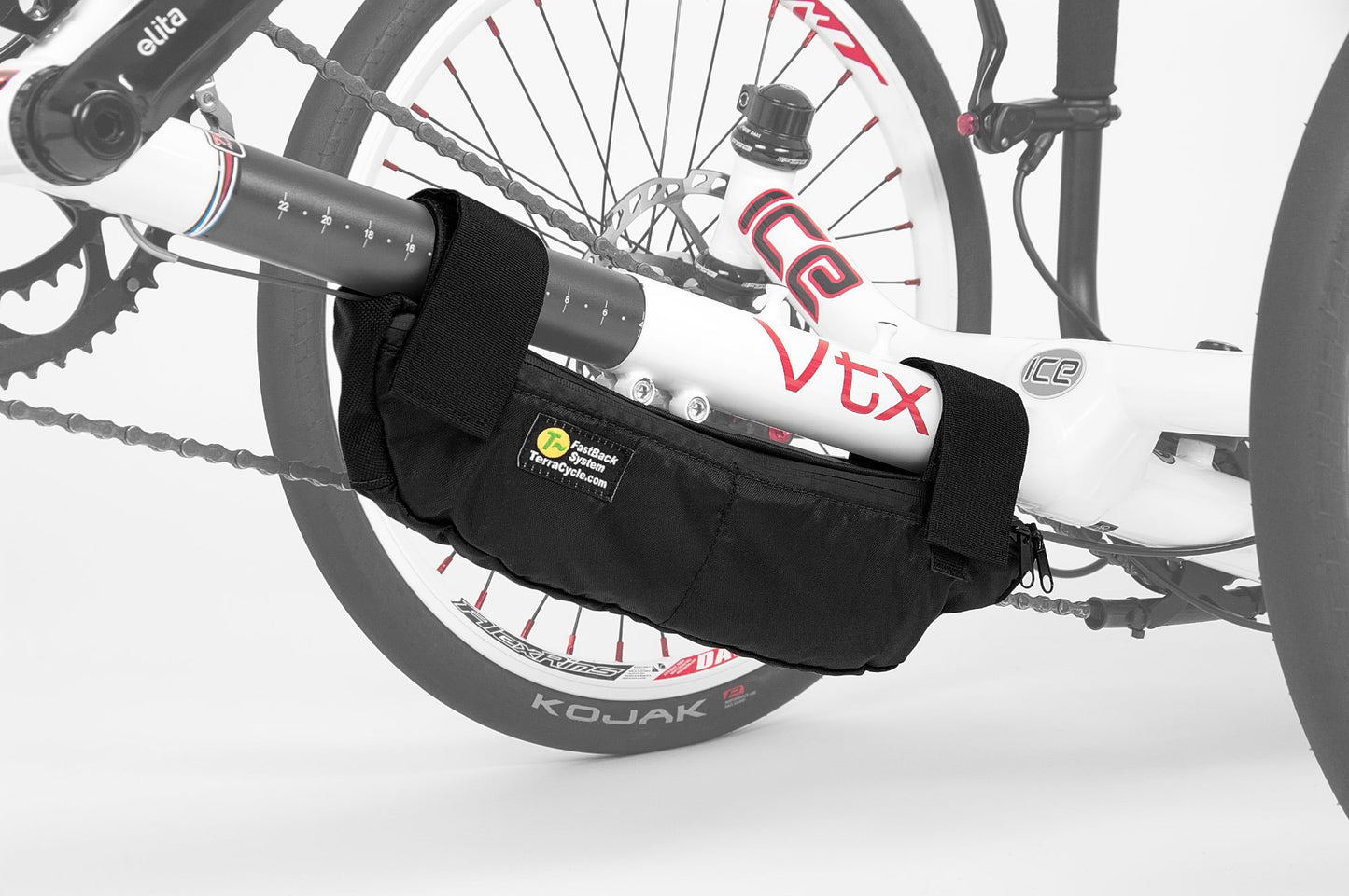 T-Cycle Rahmentasche FastBack Norback Tasche am Rahmen des Liegedreirads ICE VTX