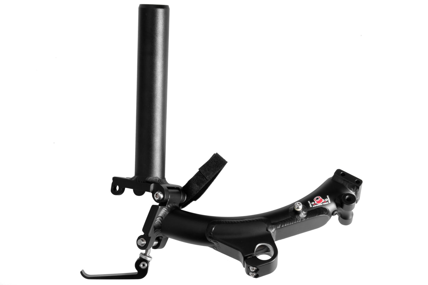 Rahmenrohr Hinterbau von ICE mit Faltgelenk und Aufnahme für Schwingenlagerung. Ansicht gefaltet.