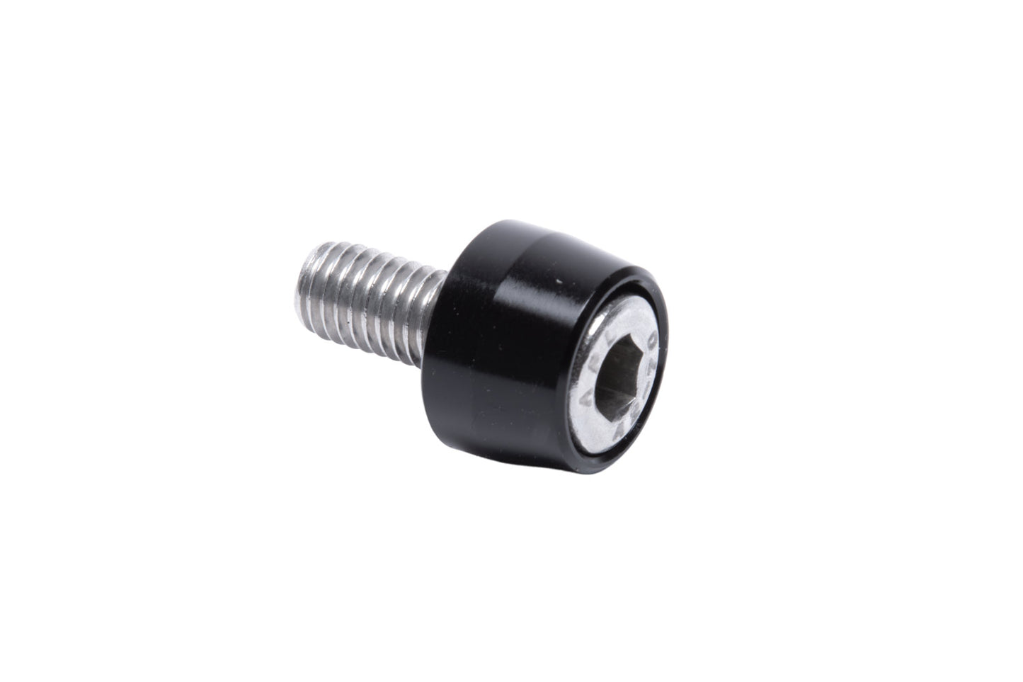 ICE Abdeckhülse aus Aluminium in Schwarz eloxiert, inklusive M8x20 Innensechskantschraube zur sicheren Verschraubung der 12 mm Vorderradachse an Ihrem ICE Liegedreirad. Ansicht komplett.