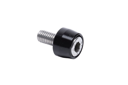 ICE Abdeckhülse aus Aluminium in Schwarz eloxiert, inklusive M8x20 Innensechskantschraube zur sicheren Verschraubung der 12 mm Vorderradachse an Ihrem ICE Liegedreirad. Ansicht komplett.
