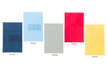 Kunststoffeinlagen Set ICE für Rahmenmontage mit Angaben der Stärken