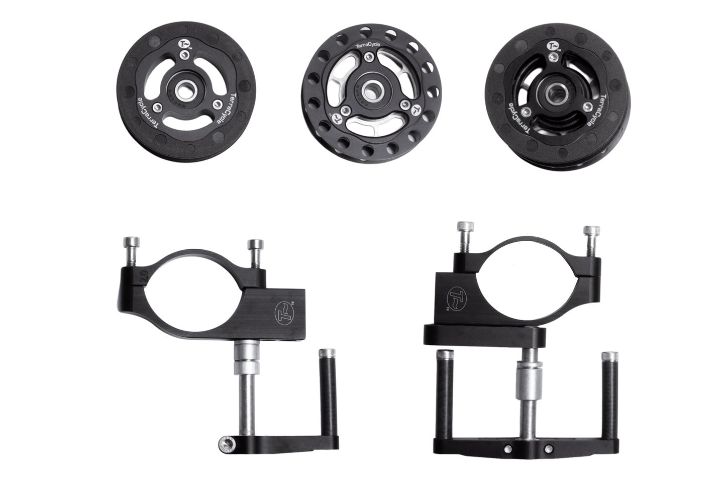 Kettenleitrollen Set für Liegedreirad Windcheetah ELITE komplett, Ansicht als Flatlay