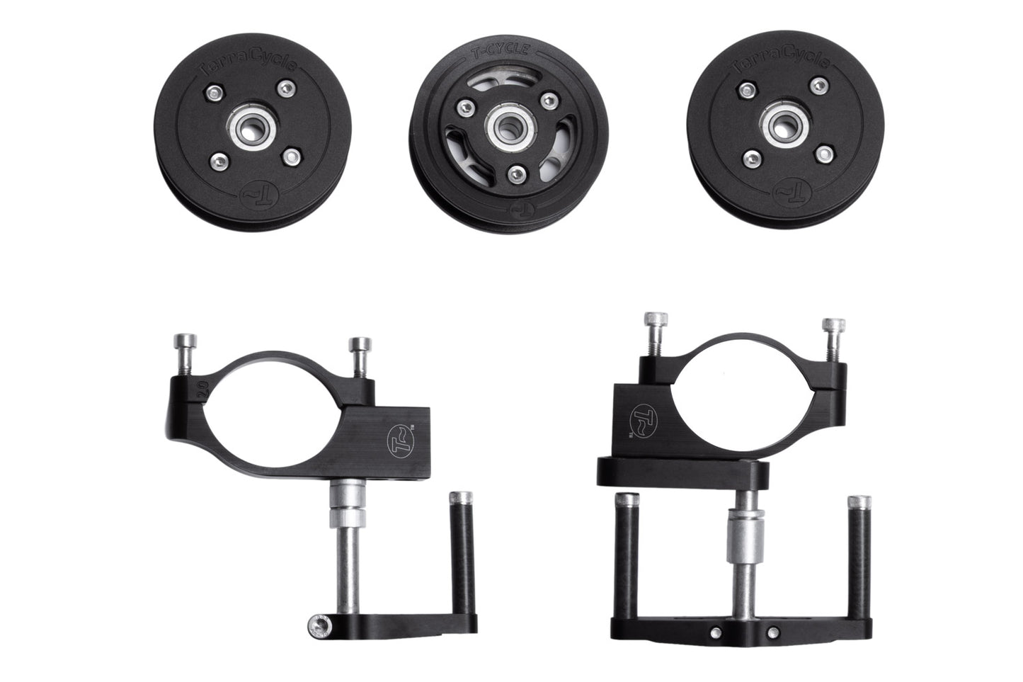 Kettenleitrollen Set für Liegedreirad Windcheetah SPORT komplett, Ansicht als Flatlay