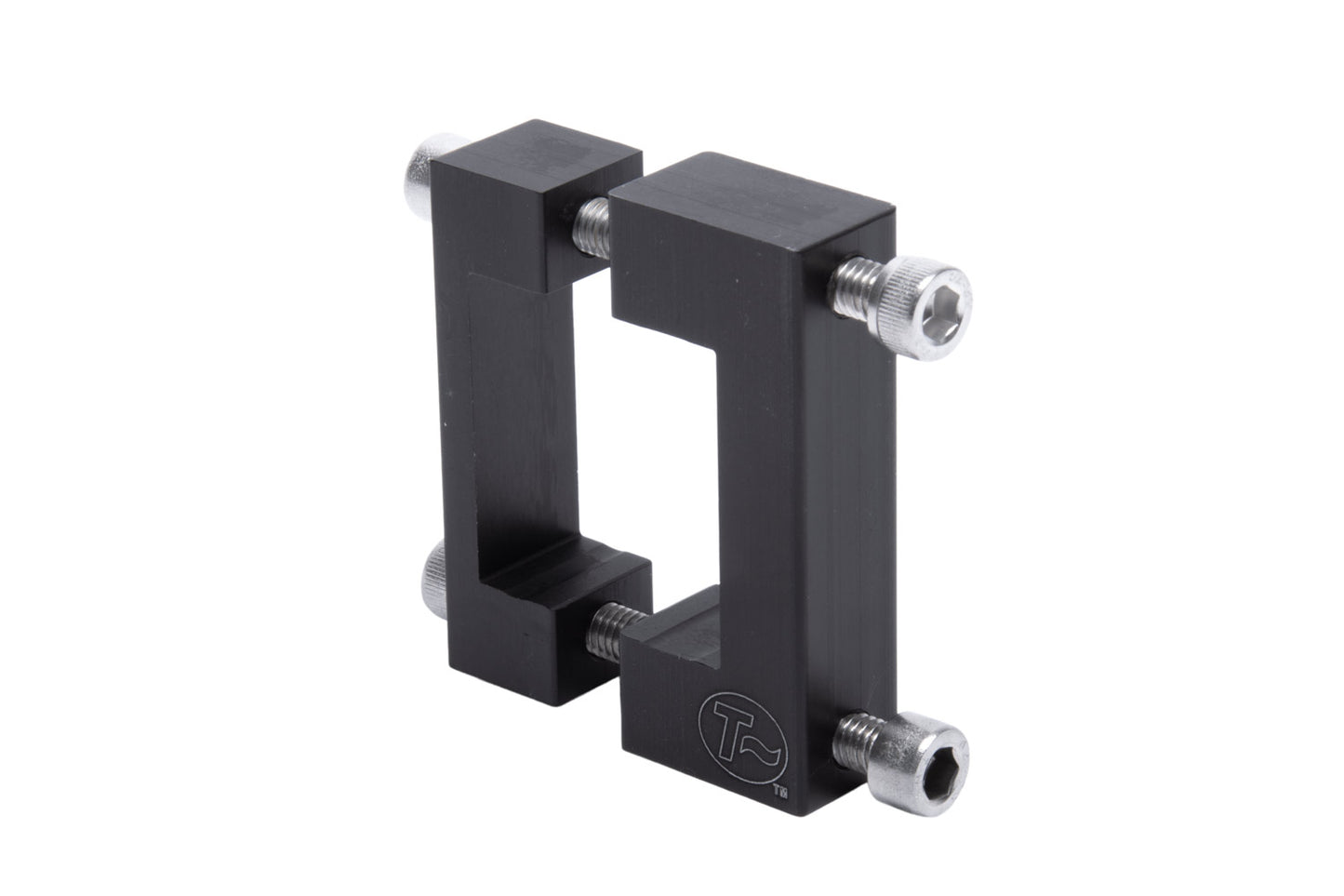 Rahmenklemmschelle T-Cycle für Frontverkleidung und Akkuhalter passend für Anthrotech 35x35mm Vierkant. Ansicht diagonal seitlich.