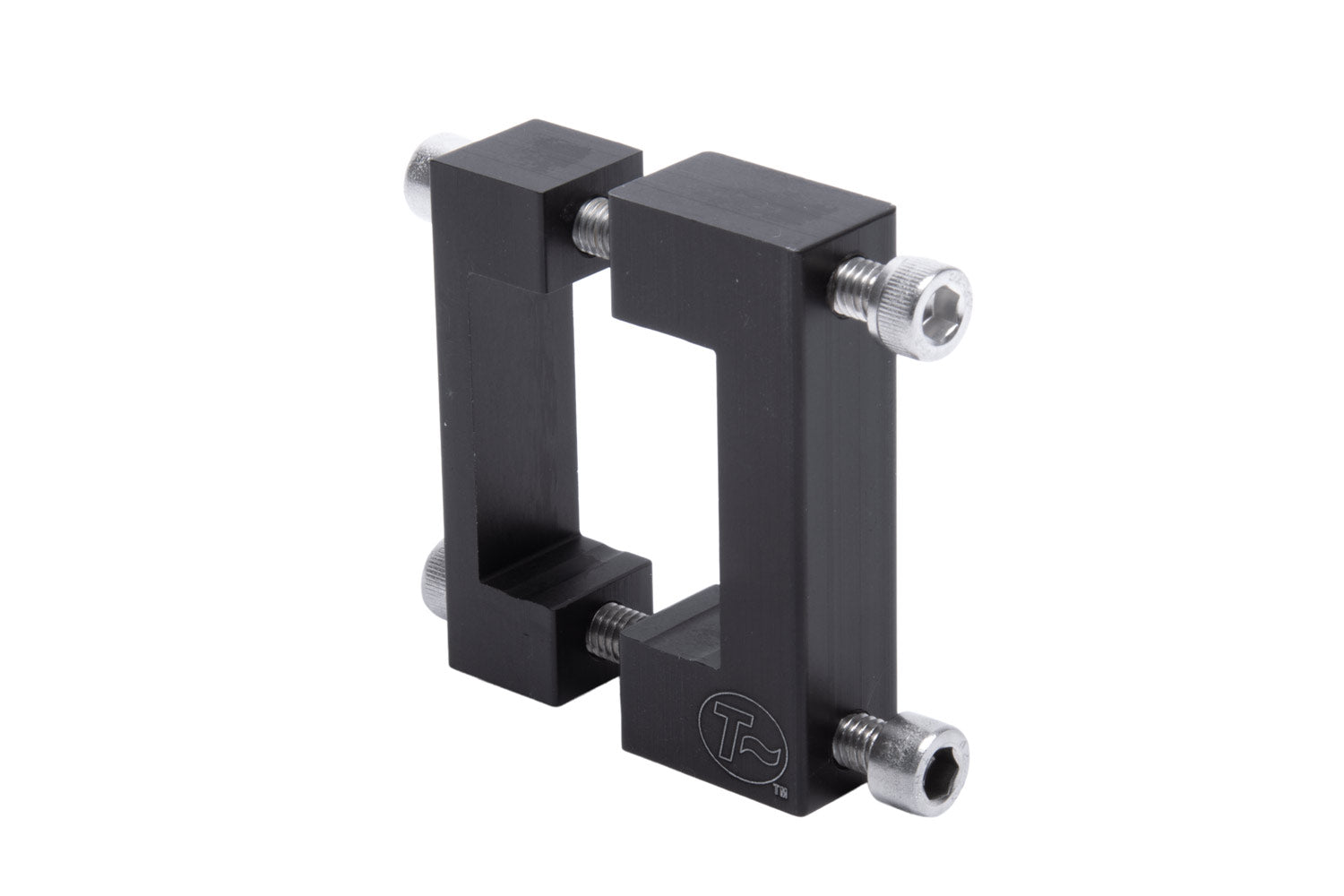 Rahmenklemmschelle T-Cycle für Frontverkleidung und Akkuhalter passend für Anthrotech 35x35mm Vierkant. Ansicht diagonal seitlich.