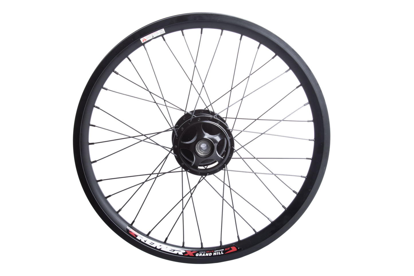 Vorderrad mit einseitiger Achsaufnahme für 70 mm Trommelbremse, Ansicht außen