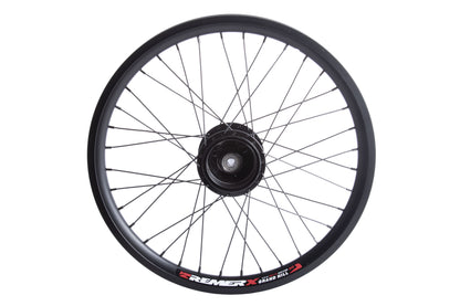 Vorderrad mit einseitiger Achsaufnahme für 70 mm Trommelbremse, Ansicht innen