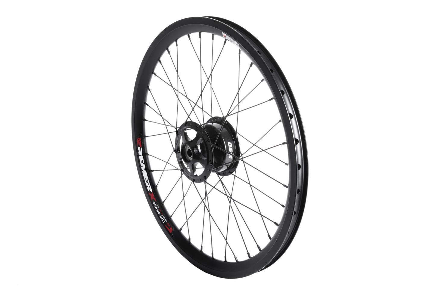 Vorderrad mit einseitiger Achsaufnahme für 70 mm Trommelbremse, Ansicht außen diagonal