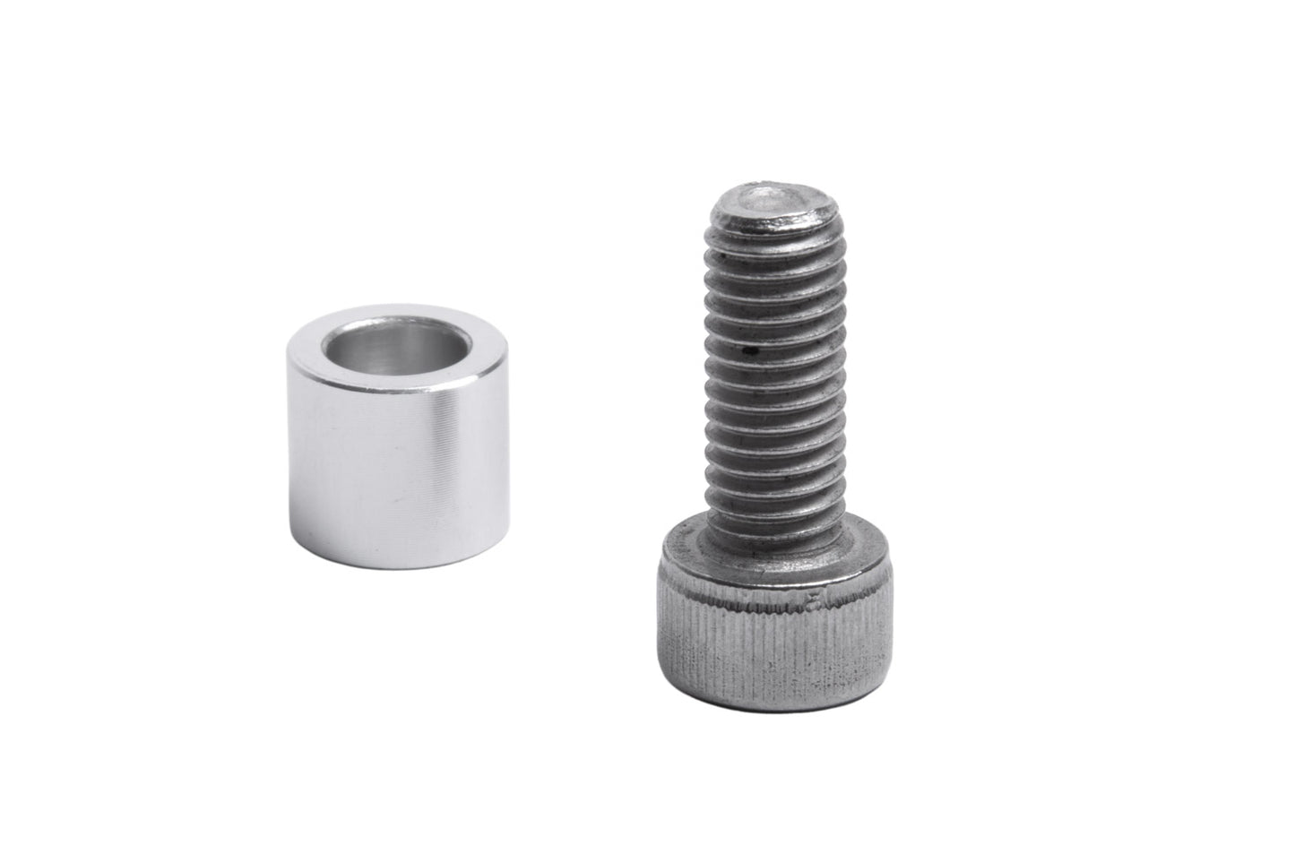 Schraube M8 x 20 mm inklusive passgenauer 12 mm Distanzscheibe für ICE Hinterrad Elastomer, Ansicht vorn.