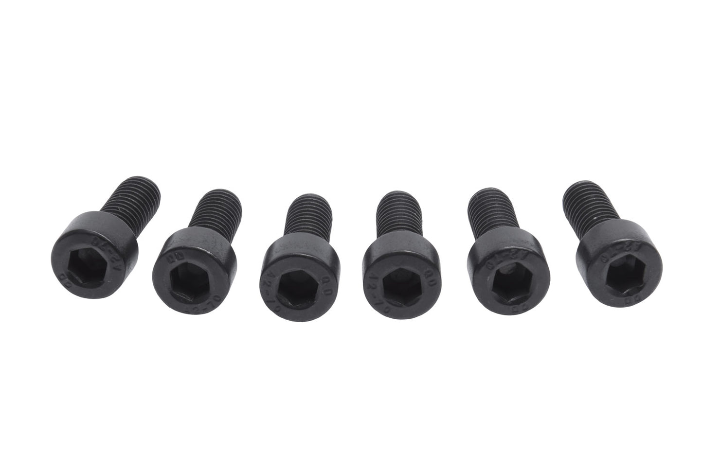 Innensechskantschrauben M8x20 mm, rostfrei, schwarz zur Befestigung des Shimano Steps Motor am Liegedreirad, Lieferumfang 6 Stück. Ansicht von oben.