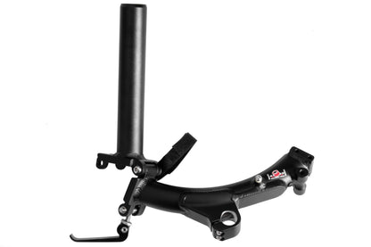 Rahmenrohr Hinterbau von ICE mit Faltgelenk und Aufnahme für Schwingenlagerung. Ansicht gefaltet.