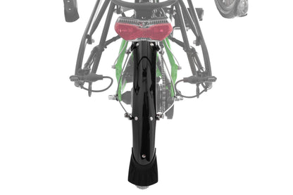 Schutzblech ICE Hinterrad 20 Zoll montiert am Liegedreirad, Ansicht von hinten